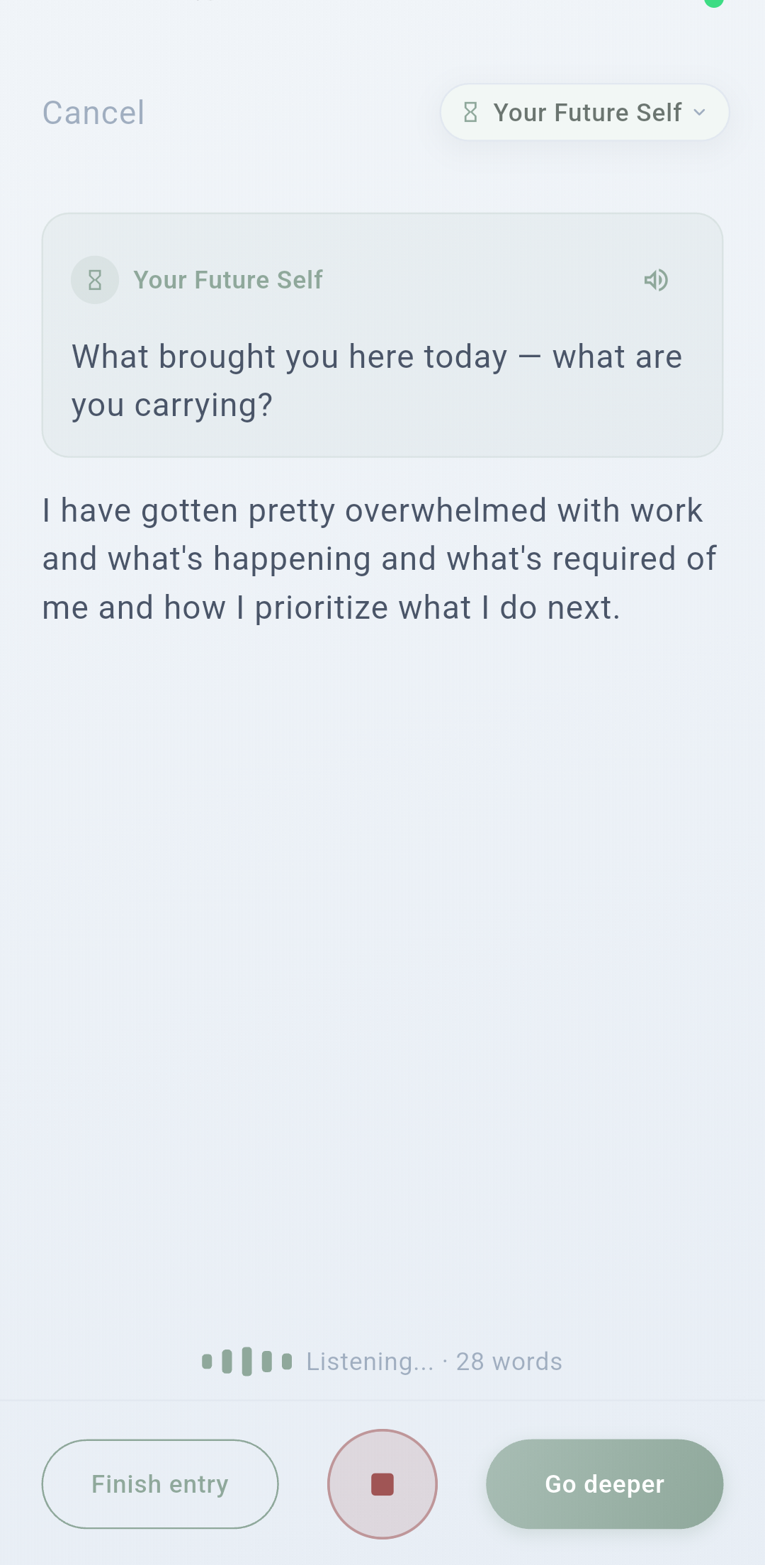 Recording a journal entry by voice